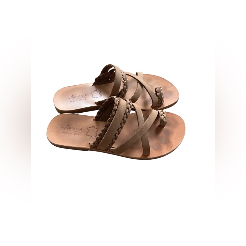 EmmanuelaSandals Braided Tan Greek Leather Sandals. Size 7. - Picture 9 of 11